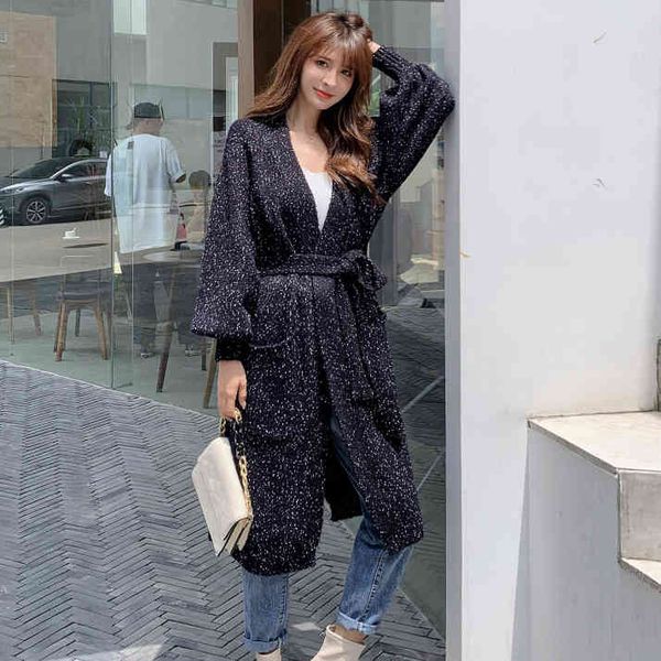 long sleeve autumn winter korea loose oversized sweater cardigan snowflake coat female 9023c 210420, White;black
long sleeve autumn winter korea loose oversized sweater cardigan snowflake coat female 9023c 210420, White;black
