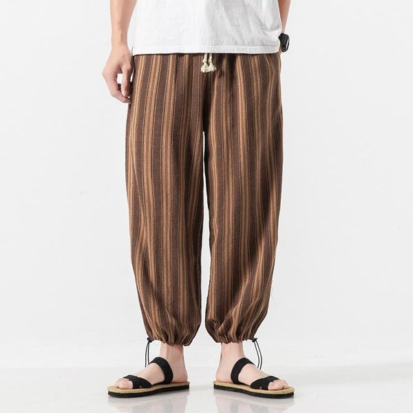 casual harem pants men fashion striped cotton linen hip hop sweatpants vintage literary trousers oversize men's, Black
casual harem pants men fashion striped cotton linen hip hop sweatpants vintage literary trousers oversize men's, Black