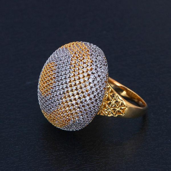cluster rings bride talk full micro pave cubic zircon luxury jewelry colour stone super big wedding ring copper finger accessories bague fem, Golden;silver