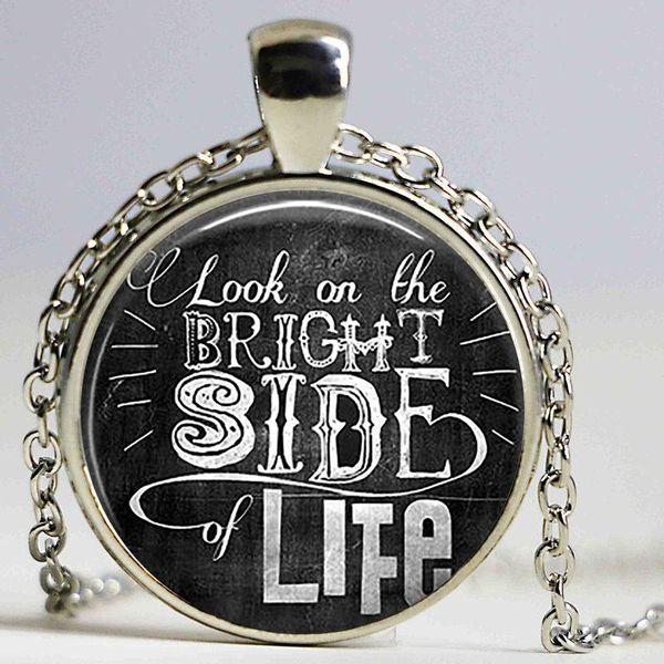 look on the bright side of life inspirational jewelry happy quote necklace fob car pendant necklaces, Silver
look on the bright side of life inspirational jewelry happy quote necklace fob car pendant necklaces, Silver