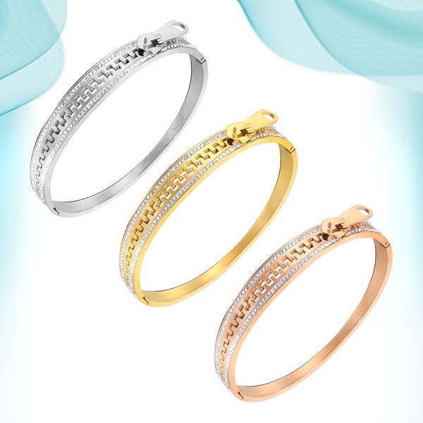 creative zippered stainless steel bangle with diamonds personalized design accessories gold white color bright fashion designer bracelets fo, Black
creative zippered stainless steel bangle with diamonds personalized design accessories gold white color bright fashion designer bracelets fo, Black