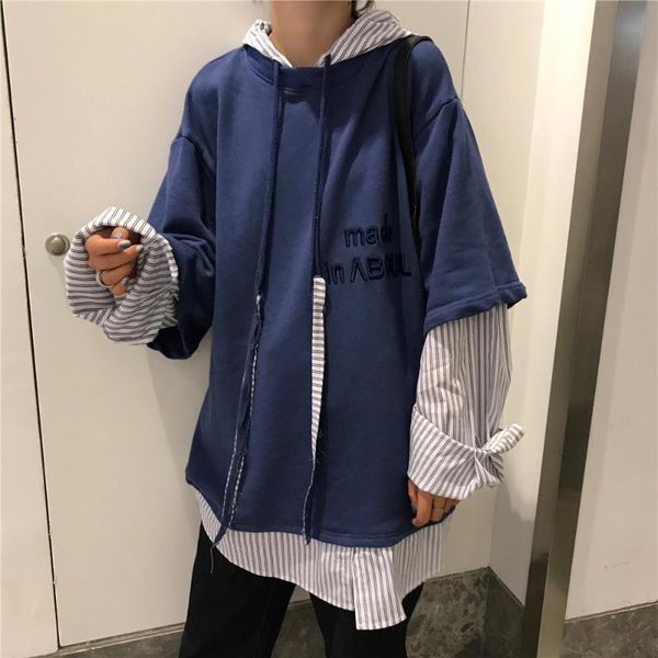 women's hoodies & sweatshirts korea harajuku bf women stripes hip-hop loose embroidered letters fake two-piece stitching hooded long-sl, Black
women's hoodies & sweatshirts korea harajuku bf women stripes hip-hop loose embroidered letters fake two-piece stitching hooded long-sl, Black