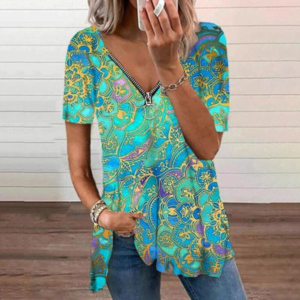 women's t-shirt women summer short sleeve woman loose t shirts casual vintage print tee shirt fashion v neck zipper pullover, White
women's t-shirt women summer short sleeve woman loose t shirts casual vintage print tee shirt fashion v neck zipper pullover, White