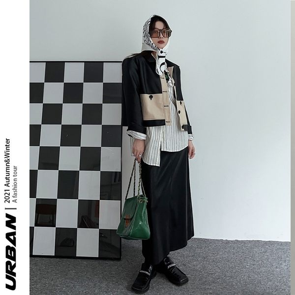 wind splicing contrast color short motorcycle leather coat women's 2021 autumn new design sense jacket top, Black
wind splicing contrast color short motorcycle leather coat women's 2021 autumn new design sense jacket top, Black