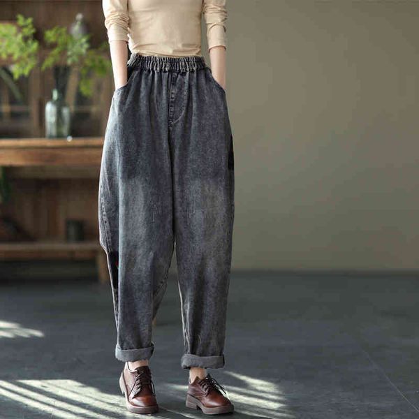 johnature women embroidery vintage denim harem pants elastic waist spring patchwork pockets trouser loose casual pants 210521, Black;white
johnature women embroidery vintage denim harem pants elastic waist spring patchwork pockets trouser loose casual pants 210521, Black;white