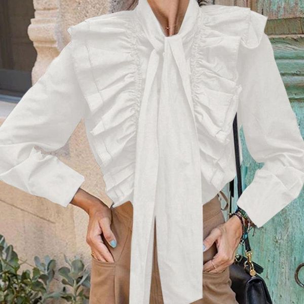women's blouses & shirts celmia 2021 women fashion ruffles elegant office long sleeve bow tie casual loose solid blusas oversized, White
women's blouses & shirts celmia 2021 women fashion ruffles elegant office long sleeve bow tie casual loose solid blusas oversized, White