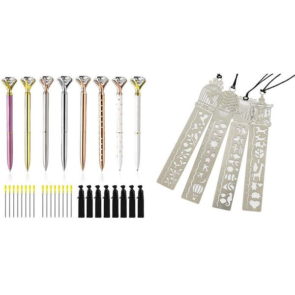 tools big diamond pens-16 ink pen refills (blue, black) 8 novelty jewel pens with velvet gift bags & 4x iron bookmark ruler
tools big diamond pens-16 ink pen refills (blue, black) 8 novelty jewel pens with velvet gift bags & 4x iron bookmark ruler