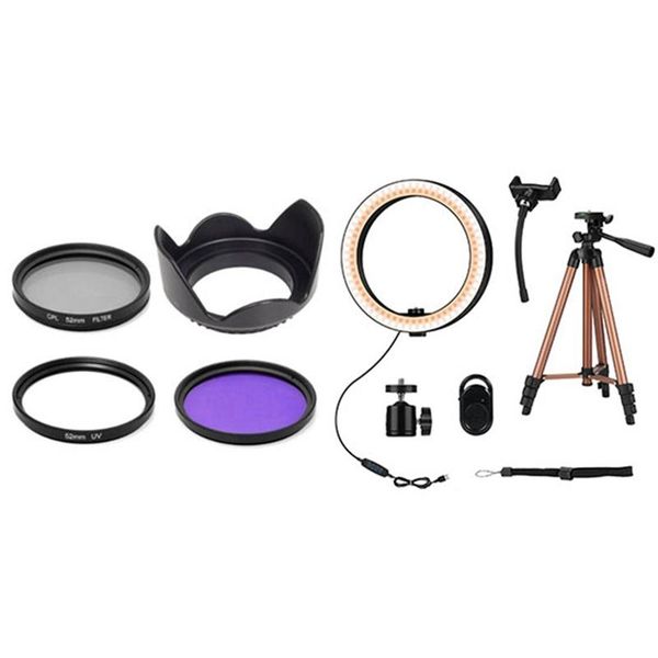 flash heads 1 set lens hood + uv cpl fld filter (52mm) & selfie ring light 6 inch led lamp with 50 tripod
flash heads 1 set lens hood + uv cpl fld filter (52mm) & selfie ring light 6 inch led lamp with 50 tripod