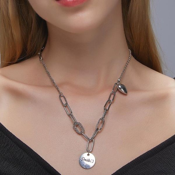 letter round card thick chain necklace women smile love pendant silver colour clavicle hip hop jewelry necklaces
letter round card thick chain necklace women smile love pendant silver colour clavicle hip hop jewelry necklaces