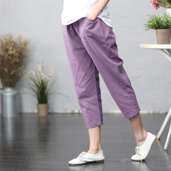 arrival summer arts style women elastic waist loose calf-length pants femme casual purple harem plus size m65 210915, Black;white
arrival summer arts style women elastic waist loose calf-length pants femme casual purple harem plus size m65 210915, Black;white