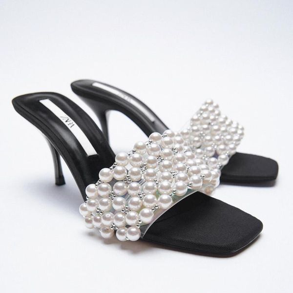 slippers women's shoes 2021 summer transparent word with pearl decoration square toe open stiletto sandals, Black
slippers women's shoes 2021 summer transparent word with pearl decoration square toe open stiletto sandals, Black