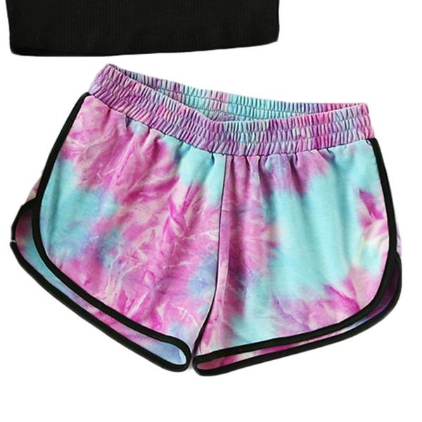 women's shorts water color shirred mid waist women multicolor tie dye casual 2021 fashion loose summer, White;black
women's shorts water color shirred mid waist women multicolor tie dye casual 2021 fashion loose summer, White;black