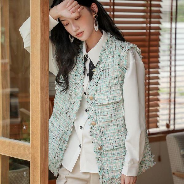 women's vests zcsmll 2021 autumn fashion fringed v-neck single-breasted big pocket vest tweed jacket female, Black;white
women's vests zcsmll 2021 autumn fashion fringed v-neck single-breasted big pocket vest tweed jacket female, Black;white