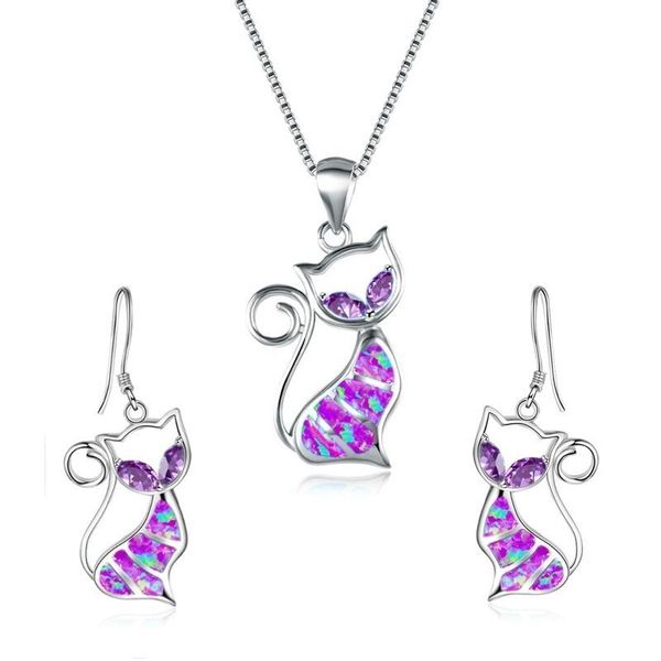earrings & necklace arrivals women jewelry set cute kitten pendant crystal for girl animal design accessories, Silver
earrings & necklace arrivals women jewelry set cute kitten pendant crystal for girl animal design accessories, Silver