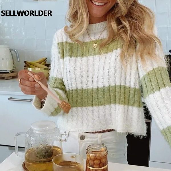 women's sweaters casual crew neck stripe hit color female pullover women sweater winter three-quarter sleeve loose ladies knitted, White;black
women's sweaters casual crew neck stripe hit color female pullover women sweater winter three-quarter sleeve loose ladies knitted, White;black