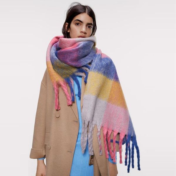 scarves autumn and winter color lattice warm tassel scarf. long soft shawl. dual purpose bib for students, Blue;gray
scarves autumn and winter color lattice warm tassel scarf. long soft shawl. dual purpose bib for students, Blue;gray