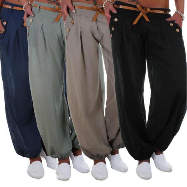 casual women solid color high waist belted harem pants loose long trousers women's & capris, Black;white
casual women solid color high waist belted harem pants loose long trousers women's & capris, Black;white