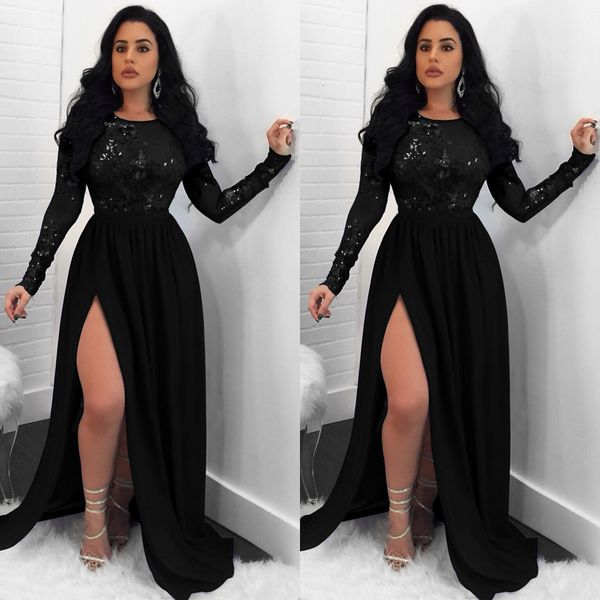 women sparkle sequins applique chiffon party high split open backless long sleeves floor length nightclub es, Black;gray
women sparkle sequins applique chiffon party high split open backless long sleeves floor length nightclub es, Black;gray