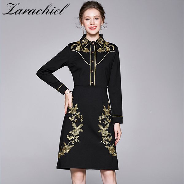 dresses women autumn winter elegant golden floral embroidery female luxury long sleeve black office lady midi, Black;gray
dresses women autumn winter elegant golden floral embroidery female luxury long sleeve black office lady midi, Black;gray