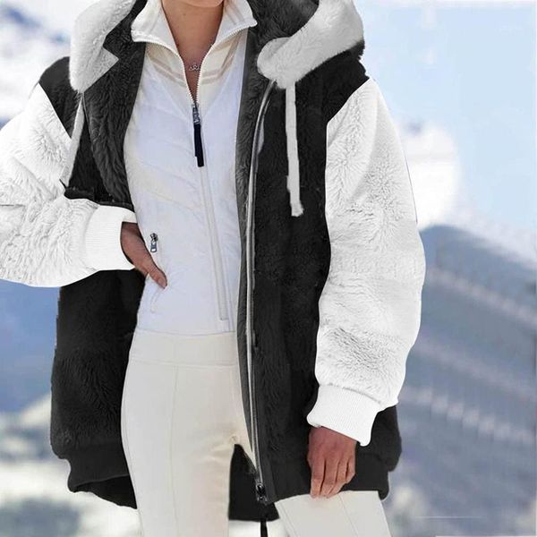 women's jackets 2021 winter casual zipper long sleeve hooded with pockets fashion two tone patchwork casacos, Black;brown
women's jackets 2021 winter casual zipper long sleeve hooded with pockets fashion two tone patchwork casacos, Black;brown