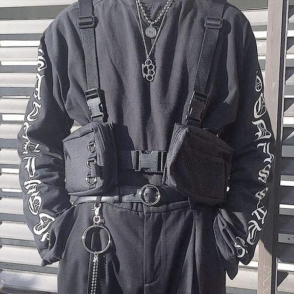punk chest bag hip hop tactical streetwear waist pack outdoor functional vest bags two pockets harness rig
punk chest bag hip hop tactical streetwear waist pack outdoor functional vest bags two pockets harness rig