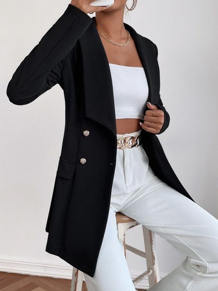 shawl collar double breasted blazer o97i#, White;black
