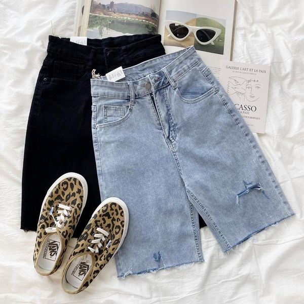 women's shorts ripped thin blue denim women slim black high waist short feminino harajuku jean, White;black
women's shorts ripped thin blue denim women slim black high waist short feminino harajuku jean, White;black