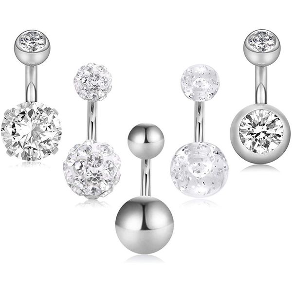5 pcs 6mm short belly button stainless steel petite navel rings 5 style for women girls 14g body piercing, Silver
5 pcs 6mm short belly button stainless steel petite navel rings 5 style for women girls 14g body piercing, Silver