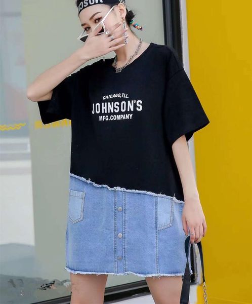 women's t-shirt women cotton vintage t-shirts jean patchwork o-neck short sleeve 2021 summer black loose female long tees harajuku xc50, White
women's t-shirt women cotton vintage t-shirts jean patchwork o-neck short sleeve 2021 summer black loose female long tees harajuku xc50, White