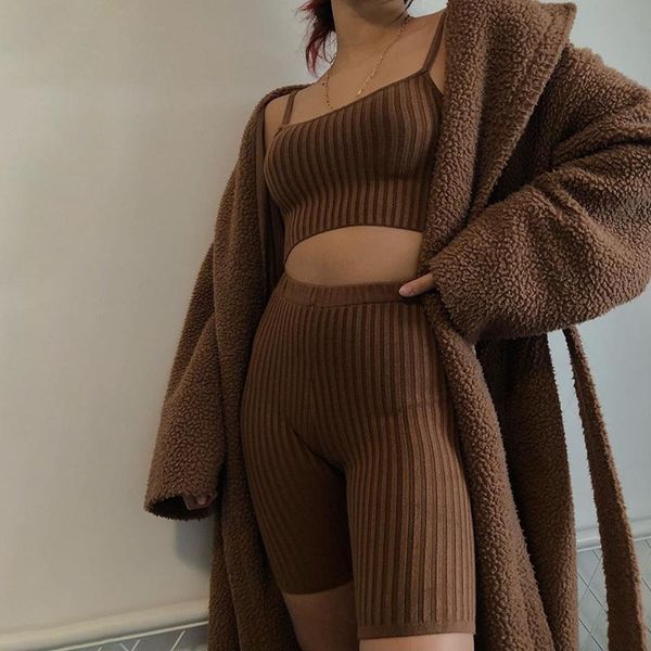 women's tracksuits 2021 knitting sleeveless crop short pant female high waist leggings sport suit y2k khaki 2 piece set women clothing, Gray
women's tracksuits 2021 knitting sleeveless crop short pant female high waist leggings sport suit y2k khaki 2 piece set women clothing, Gray