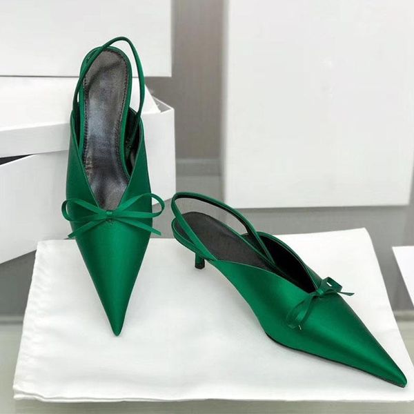 dress shoes brand designer women pumps silk satin pointed toe elastic band slingback shallow butterfly-knot sandals high heels, Black
dress shoes brand designer women pumps silk satin pointed toe elastic band slingback shallow butterfly-knot sandals high heels, Black