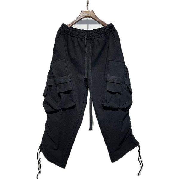 men's pants functional overalls trendy street style multi pocket fashion large loose micro broken harlan, Black
men's pants functional overalls trendy street style multi pocket fashion large loose micro broken harlan, Black