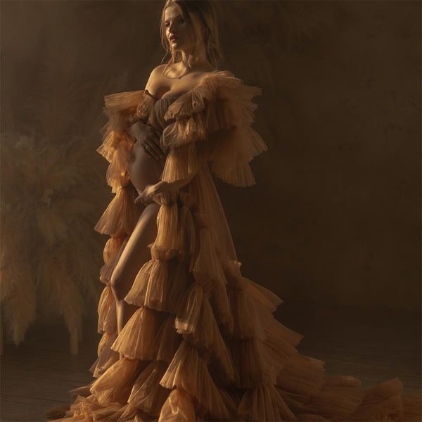 gold ruffles prom dresses for pregnant women tulle evening dress with pleat maternity gowns for p shoot, Black
gold ruffles prom dresses for pregnant women tulle evening dress with pleat maternity gowns for p shoot, Black