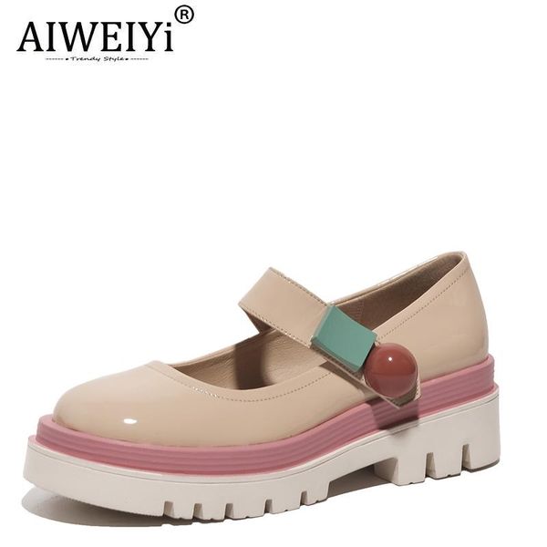 aiweiyi single shoes women's thick sole genuine leather mary jane med heels patent round toe ladies shoesen dress, Black
aiweiyi single shoes women's thick sole genuine leather mary jane med heels patent round toe ladies shoesen dress, Black