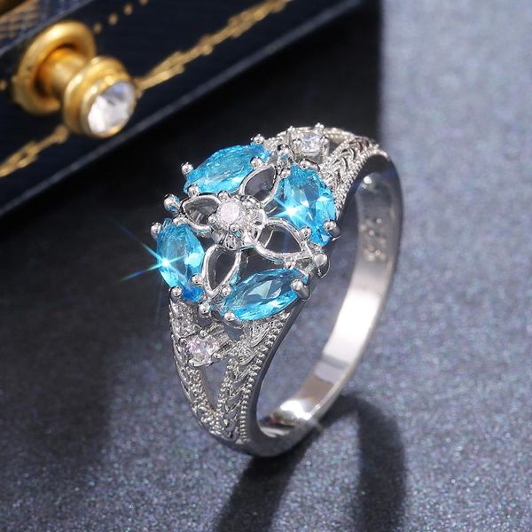 wedding rings huitan sky blue cz stone flower design female ring elegant engagement party women fashion plant jewelry style, Slivery;golden
wedding rings huitan sky blue cz stone flower design female ring elegant engagement party women fashion plant jewelry style, Slivery;golden
