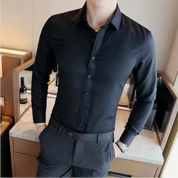 men's dress shirts shirt solid color slim long-sleeved simple fashion high-quality mens clothing trends white wrinkle-free, White;black
men's dress shirts shirt solid color slim long-sleeved simple fashion high-quality mens clothing trends white wrinkle-free, White;black