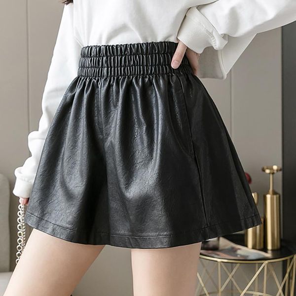 women's shorts black elastic high waist pu women loose faux leather streetwear wide leg female pantalones cortos de mujer, White;black
women's shorts black elastic high waist pu women loose faux leather streetwear wide leg female pantalones cortos de mujer, White;black
