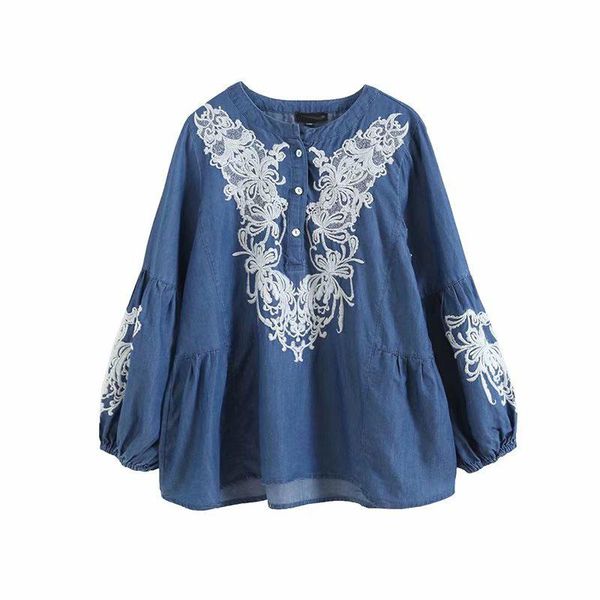 women's blouses & shirts embroidery lantern sleeve denim shirt women blouse casual summer spring blue soft jeans and mujer cotton, White
women's blouses & shirts embroidery lantern sleeve denim shirt women blouse casual summer spring blue soft jeans and mujer cotton, White