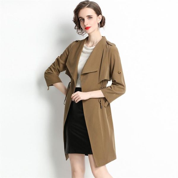 women's trench coats jacket 2021 autumn and winter british style suit collar long sleeve drawstring thin windbreaker drape, Tan;black
women's trench coats jacket 2021 autumn and winter british style suit collar long sleeve drawstring thin windbreaker drape, Tan;black