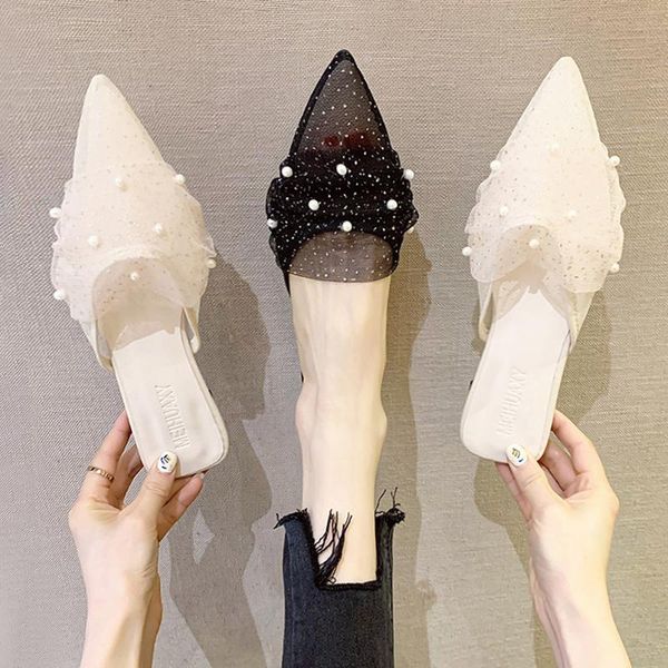 pearl air mesh mules pointed toe breathable slippers women flat summer shoes woman ins sandalias polka dot cover slides 2021, Black
pearl air mesh mules pointed toe breathable slippers women flat summer shoes woman ins sandalias polka dot cover slides 2021, Black
