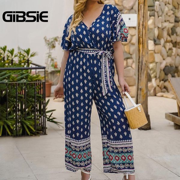 women's jumpsuits & rompers gibsie plus size holiday boho print tunic high waist jumpsuit women v-neck short sleeve casual summer belt, Black;white
women's jumpsuits & rompers gibsie plus size holiday boho print tunic high waist jumpsuit women v-neck short sleeve casual summer belt, Black;white