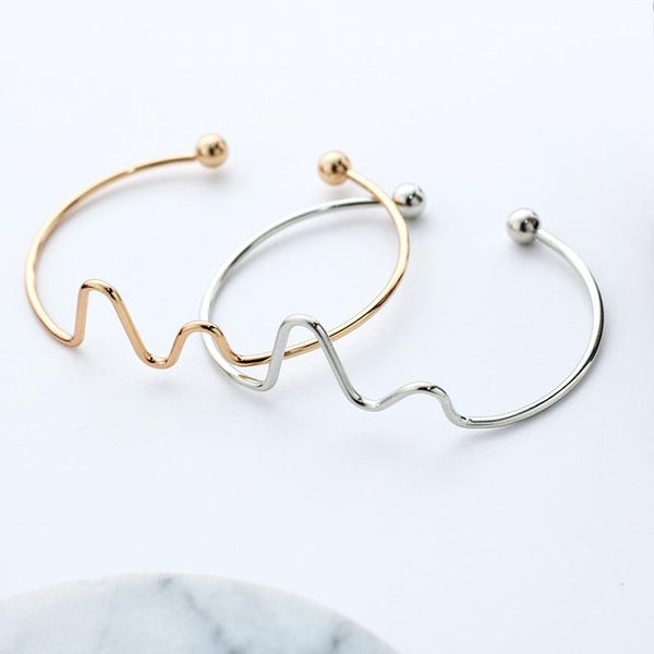 link, chain simple design irregular geometric metal bracelet fashion bend heartbeat picture opening creative jewelry accessories, Black
link, chain simple design irregular geometric metal bracelet fashion bend heartbeat picture opening creative jewelry accessories, Black