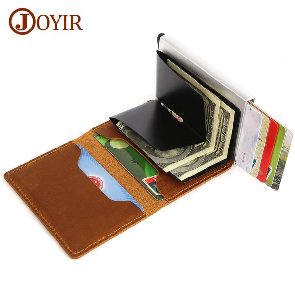 card holders joyir holder wallet rfid men vintage crazy horse leather business bank minimalist aluminum box unisex, Brown;gray
card holders joyir holder wallet rfid men vintage crazy horse leather business bank minimalist aluminum box unisex, Brown;gray
