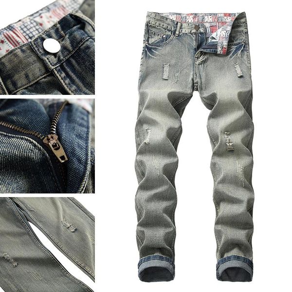 men's jeans brand spring and summer high-quality casual washed fashion trousers, Blue
men's jeans brand spring and summer high-quality casual washed fashion trousers, Blue
