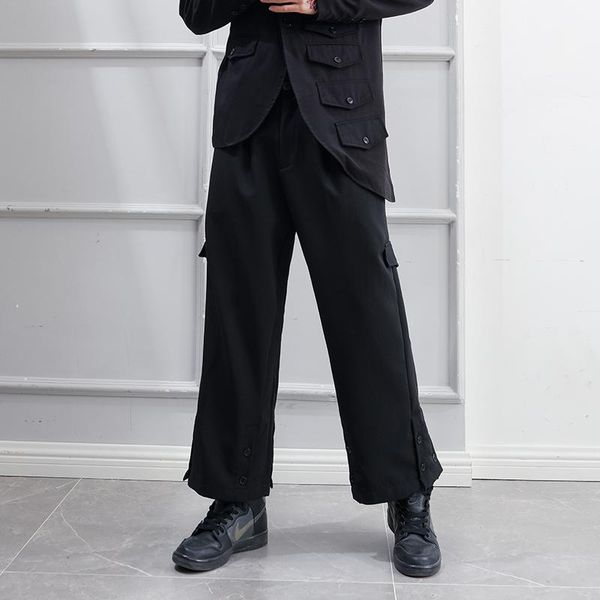 men's pants loose 9-point black overalls casual street side button split personality fashion youth in spring and summer
men's pants loose 9-point black overalls casual street side button split personality fashion youth in spring and summer