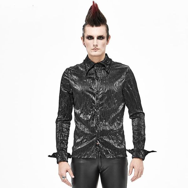 men's casual shirts dark punk style shirt spring and autumn bright face pleated for long-sleeved, White;black
men's casual shirts dark punk style shirt spring and autumn bright face pleated for long-sleeved, White;black