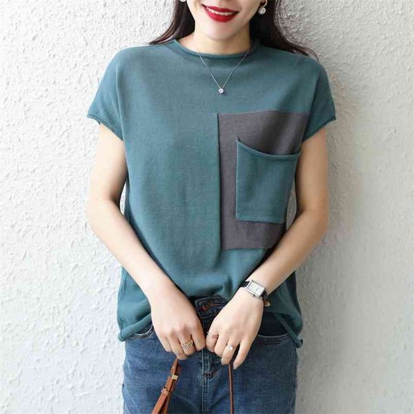summer curled cotton short-sleeved women's half-high collar pullover design sense female belt pocket retro t-shirt 210708, White
summer curled cotton short-sleeved women's half-high collar pullover design sense female belt pocket retro t-shirt 210708, White