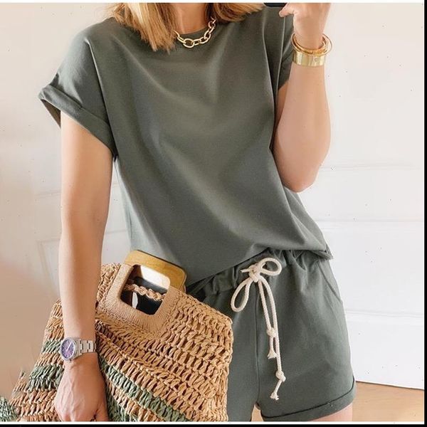 solid summer suit two women tracksuits pieces tracksuit short sleeve sports suits casual elastic waist lady set, Gray
solid summer suit two women tracksuits pieces tracksuit short sleeve sports suits casual elastic waist lady set, Gray