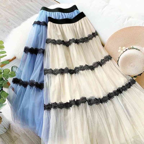 a-line skirt women spring summer tulle s embroidery black lace long mesh slim elastic high waist pleated s 210603
a-line skirt women spring summer tulle s embroidery black lace long mesh slim elastic high waist pleated s 210603