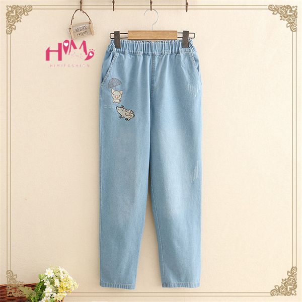 japanese fashion blue denim women kawaii lucky pig trousers korean vintage cute stretch waist teen girl casual jean pants, Black;white
japanese fashion blue denim women kawaii lucky pig trousers korean vintage cute stretch waist teen girl casual jean pants, Black;white